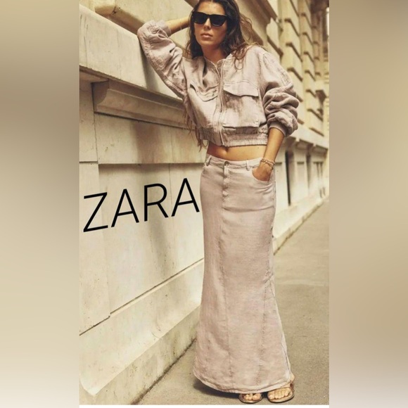 Zara Dresses & Skirts - ZARA dusty rose 100% linen maxi skirt size medium